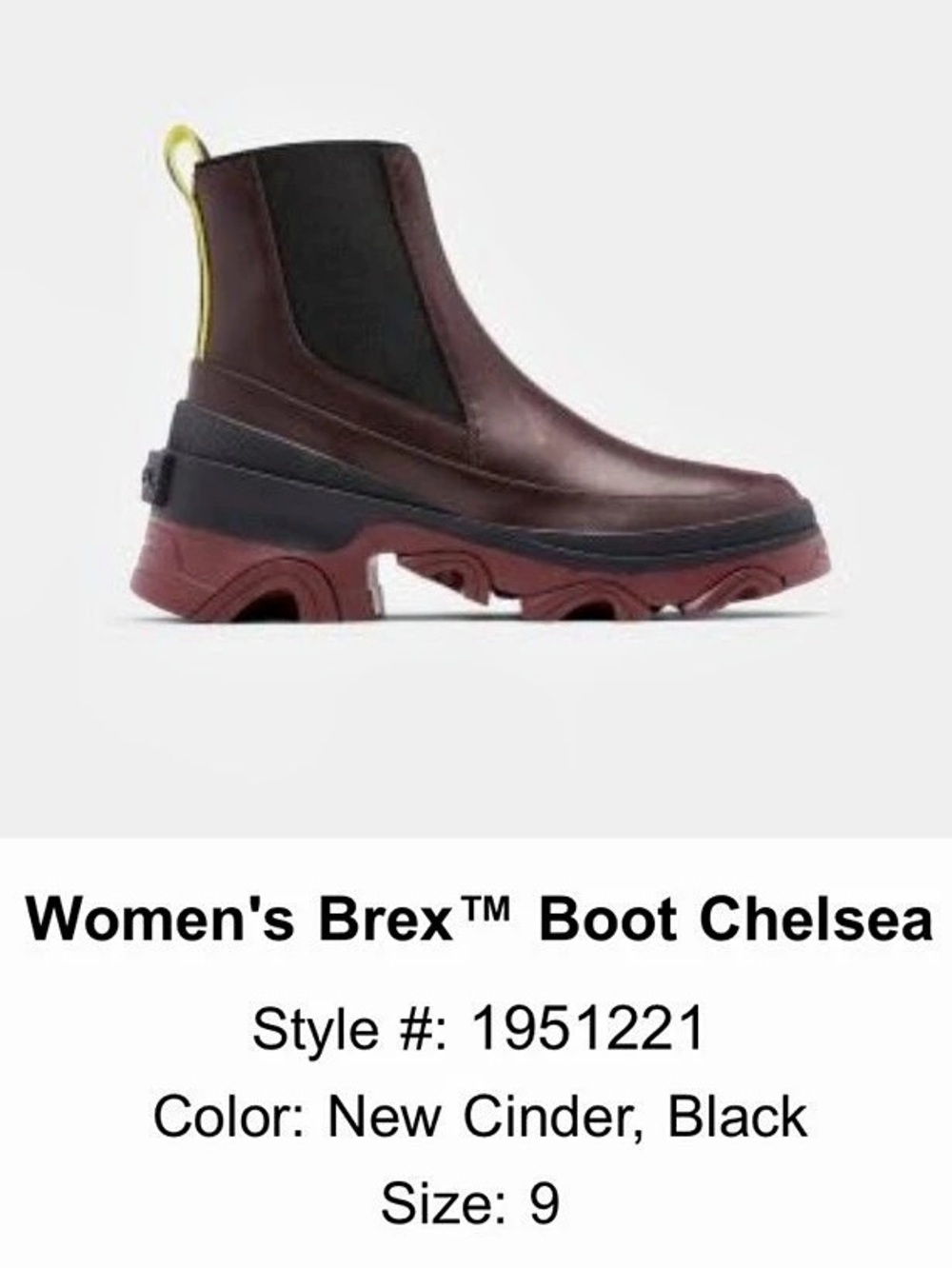 Sorel Women's Brex Chelsea Boot Brown/black/burgundy/lime US 9